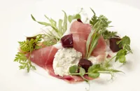 Salad of goat's cheese, Parma ham and beetroot