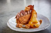 Milk chocolate and pear millefeuille