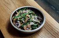 Mushroom salad with bitter herbs