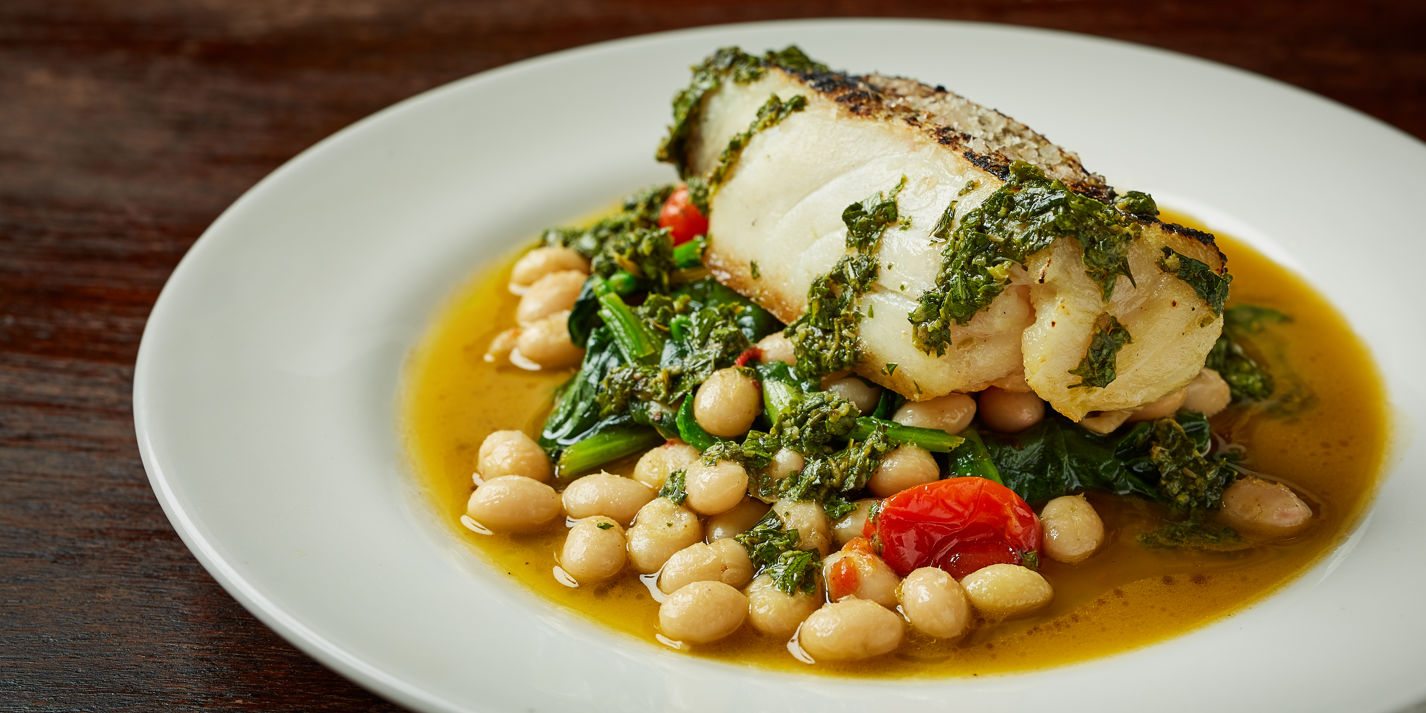 Hake with Coco Beans and Green Sauce Recipe - Great British Chefs