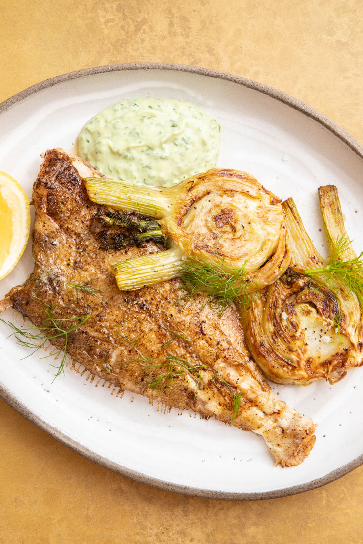 Fried Megrim Sole with Fennel and Mixed Herb Aioli Recipe Great