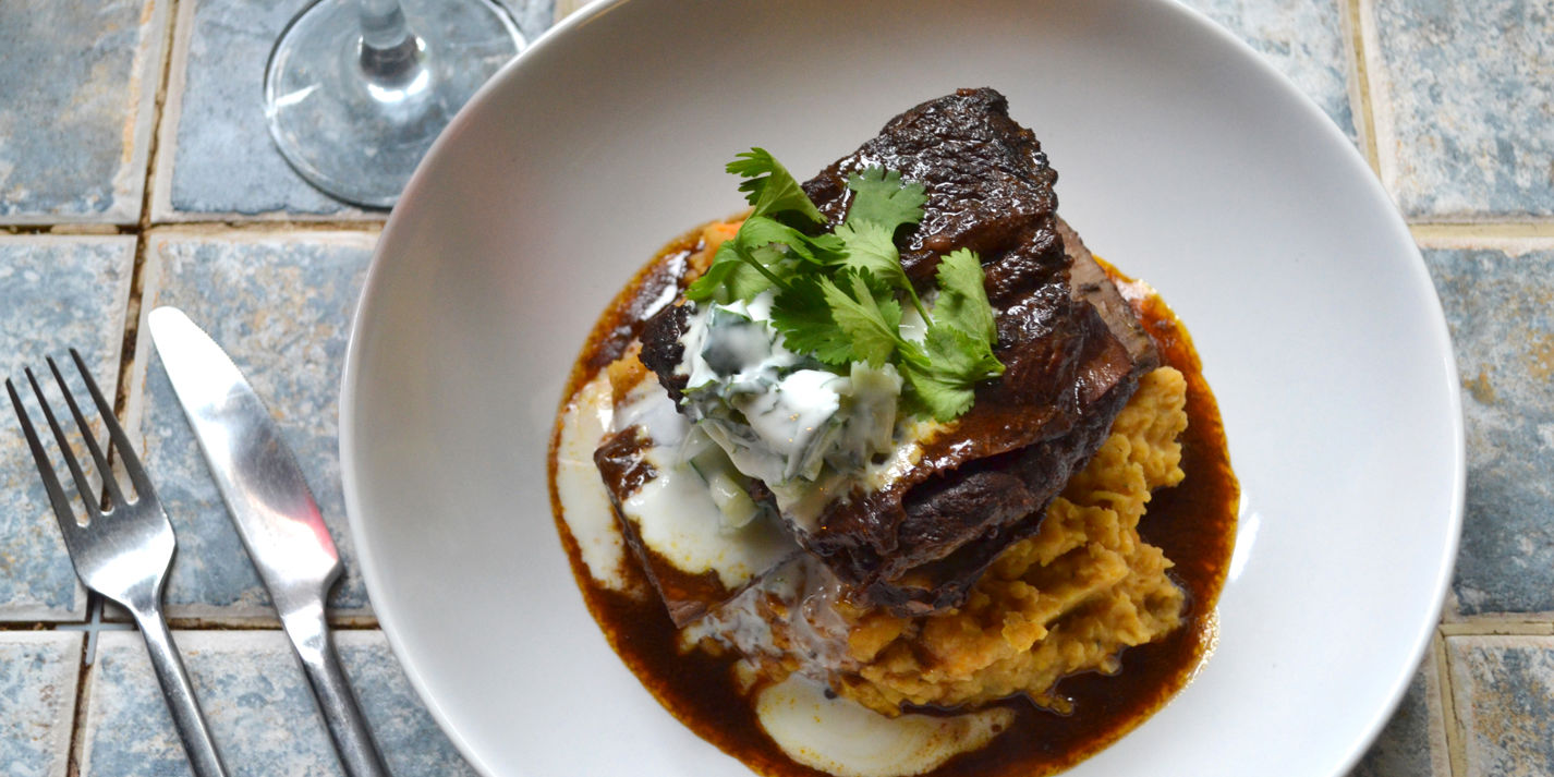 Short Ribs Recipe with Sweet Potato Dhal - Great British Chefs