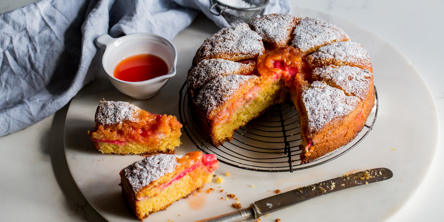 image of Rhubarb and Orange Drizzle Cake recipe by Great British Chefs