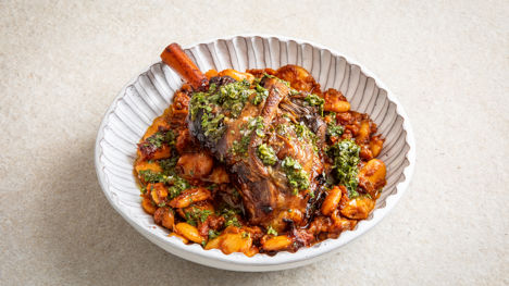 Lamb shanks with ras el hanout butter bean cassoulet
