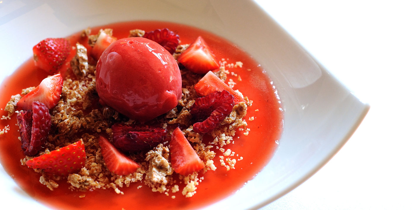 Strawberry Sorbet With Jelly & Bergamot Cream - Great British Chefs