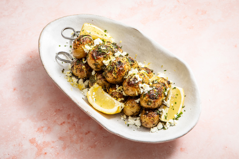 Barbecued Greek lemon baby potatoes