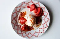 Flambéed Sweet Eve strawberry and cream