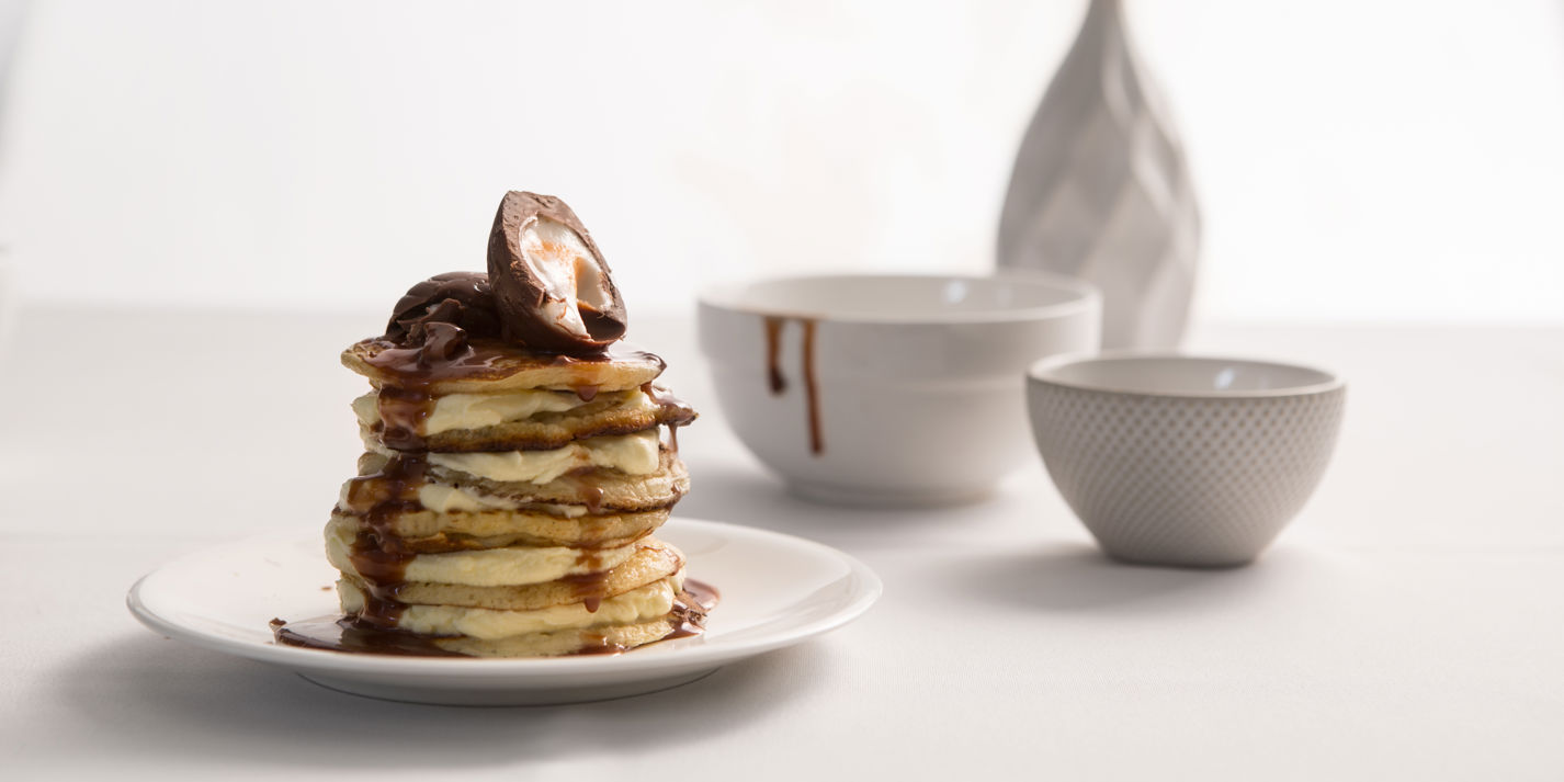 Creme egg pancake stack recipe - Great British Chefs