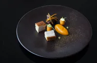 Braised pork belly and cheeks, pickled carrot, ginger and coriander