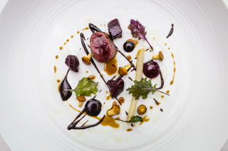 Loin of Yorkshire roe deer, beetroot, black pudding, kale and salsify