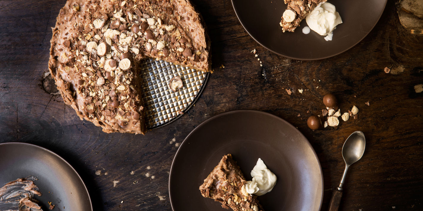 Three Chocolate no-bake Malteser Cheesecake recipe - Great British Chefs