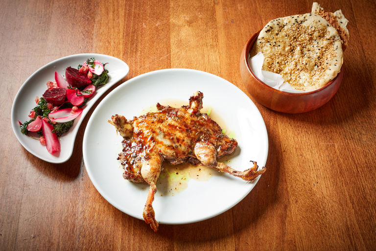 Lebanese spiced spatchcocked partridge