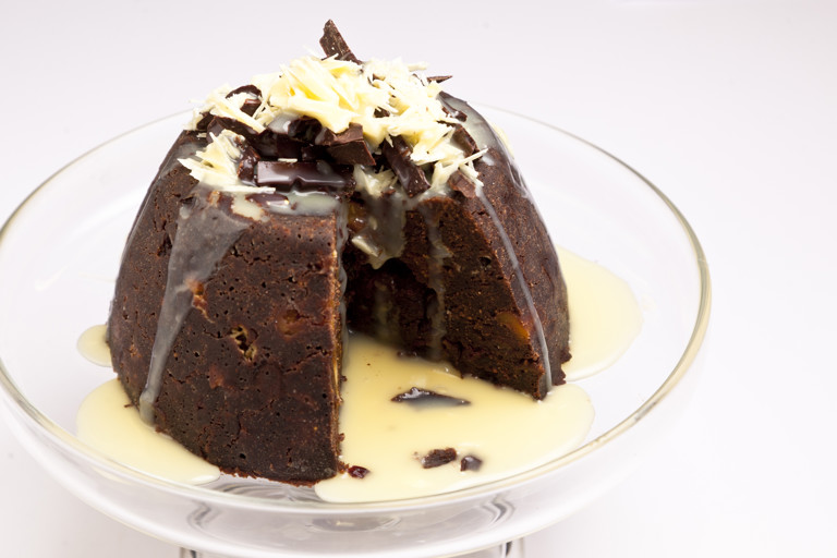 Three-chocolates Christmas pudding
