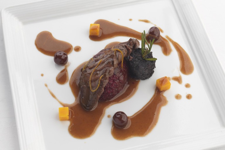 Pigeon breast with beetroot crème fraîche