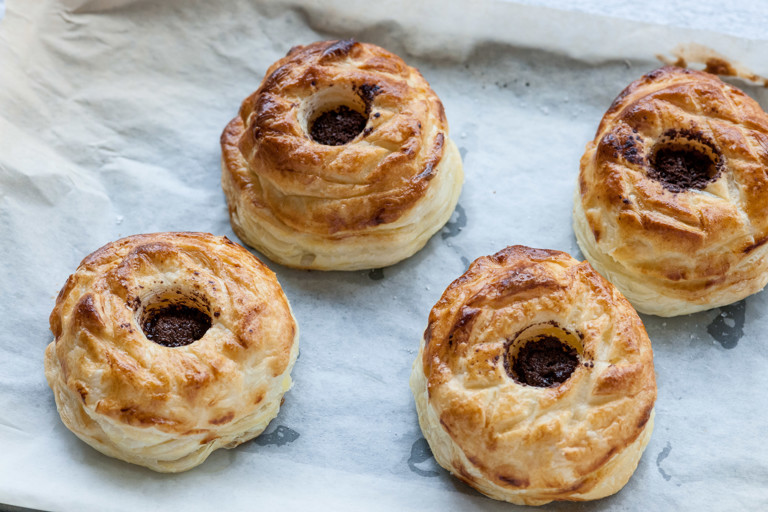 Jersey Royal potato and chocolate pastries