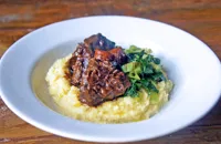 Slow cooked ox cheeks in wine