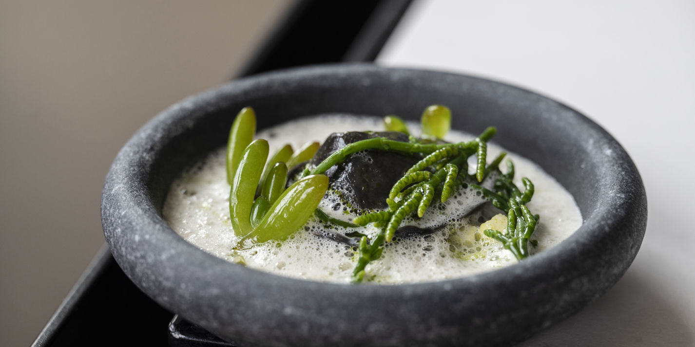 Plaice and Crab Tortellini, Vin Jaune, Apple, Dill, Sea Herbs Recipe