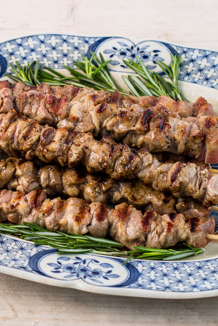 Arrosticini, a traditional sheep meat skewer from Abruzzo region