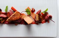 Foie gras with rhubarb and duck breast