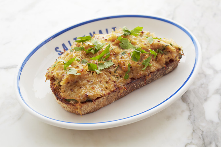 Devilled crab on sourdough toast