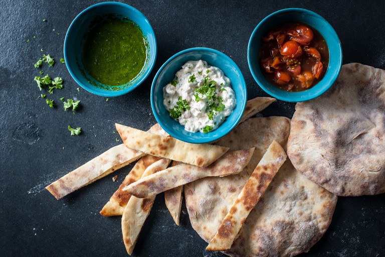 Flatbread with dips