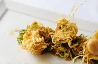 Crispy scallops with soy coleslaw
