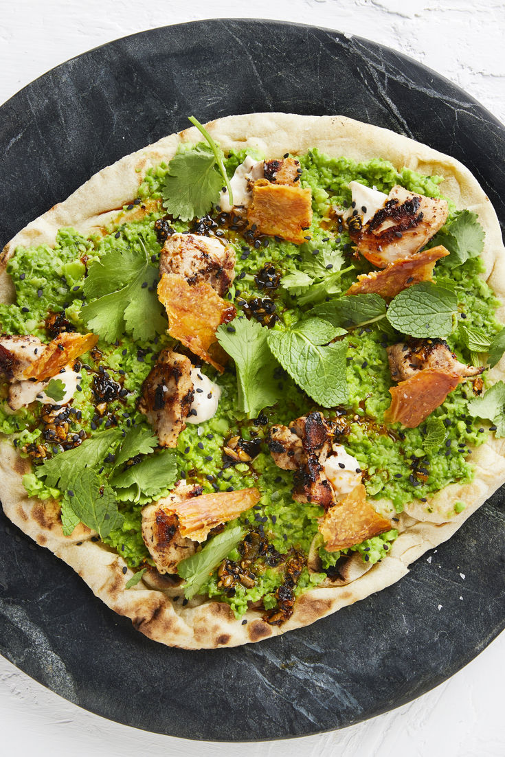 Pea, Broad Bean and Chicken Flatbread Recipe Great British Chefs