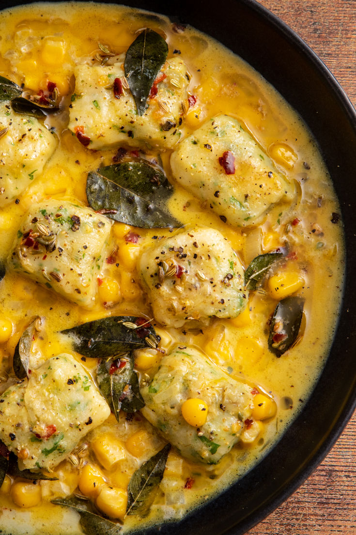 Coriander Gnocchi in a Curried Cream and Corn Sauce Recipe Great British Chefs