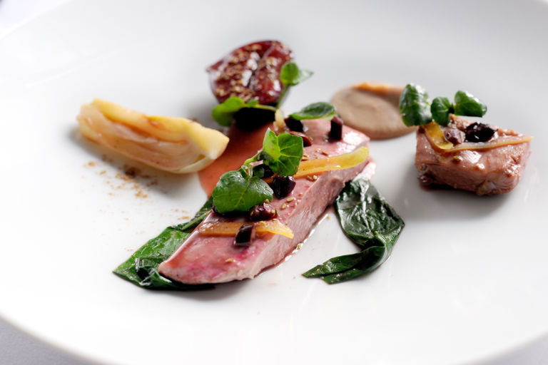 Duck breast with confit fig, fennel and five spice