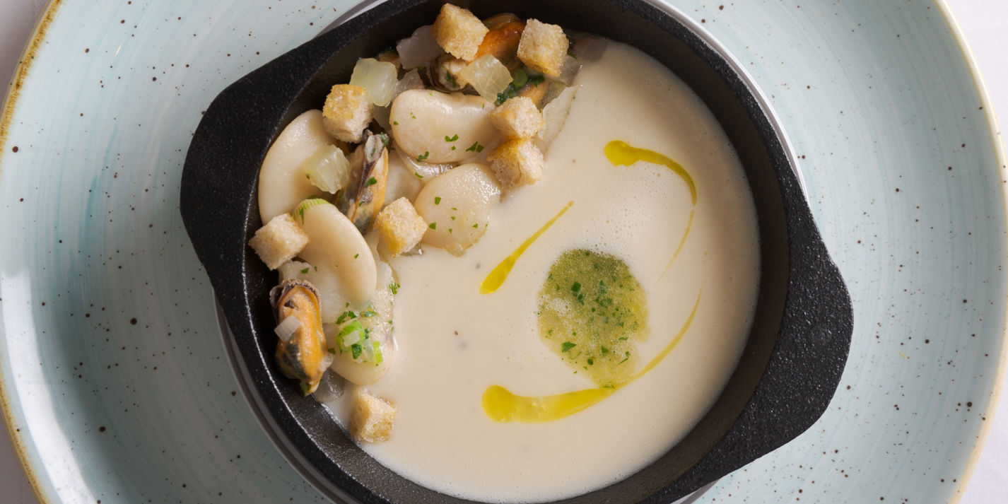 Butter Bean Soup with Mussel and Guanciale Casserole Recipe - Great British Chefs