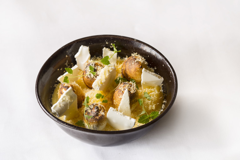 Lemon posset with caramelised white chocolate
