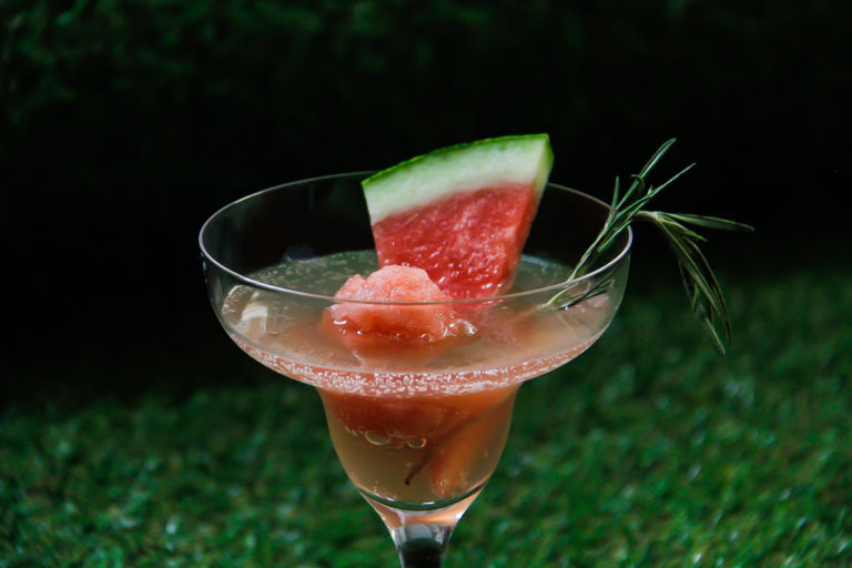 Watermelon, rosemary and Prosecco sorbet cocktail