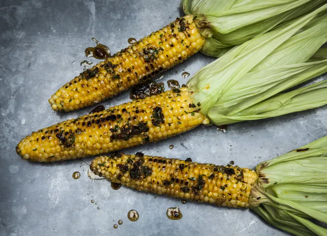 Grilled sweetcorn with chilli oil-infused butter