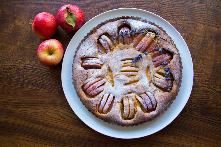 Apple, lavender and brown butter tart