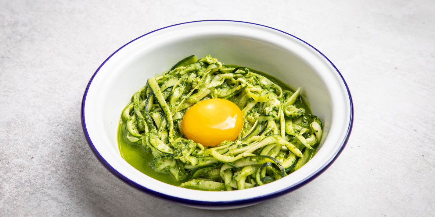 Kale Pesto Courgetti with Saltcured Egg Yolk Great British Chefs