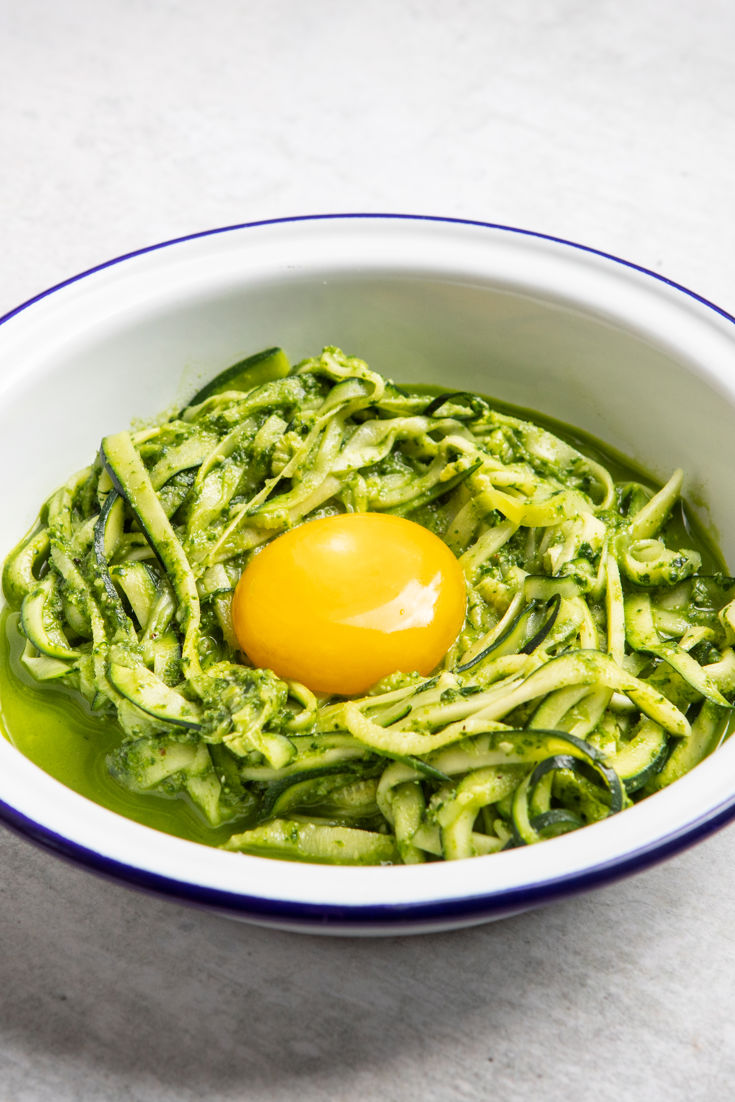 Kale Pesto Courgetti with Saltcured Egg Yolk Great British Chefs