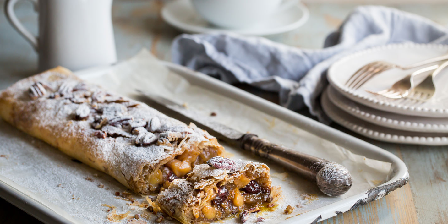 Apple, Cranberry and Pecan Strudel Recipe - Great British Chefs