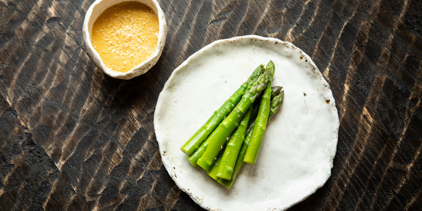 Asparagus with Cobnut Butter Emulsion Recipe - Great British Chefs