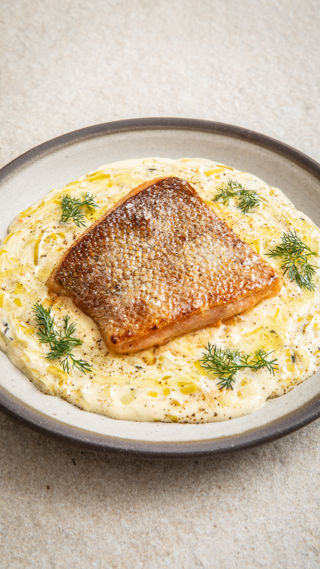 Lemon-cured trout with a leek and Gruyère cream sauce recipe reel