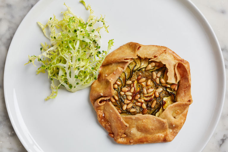 Courgette, ricotta and basil galette