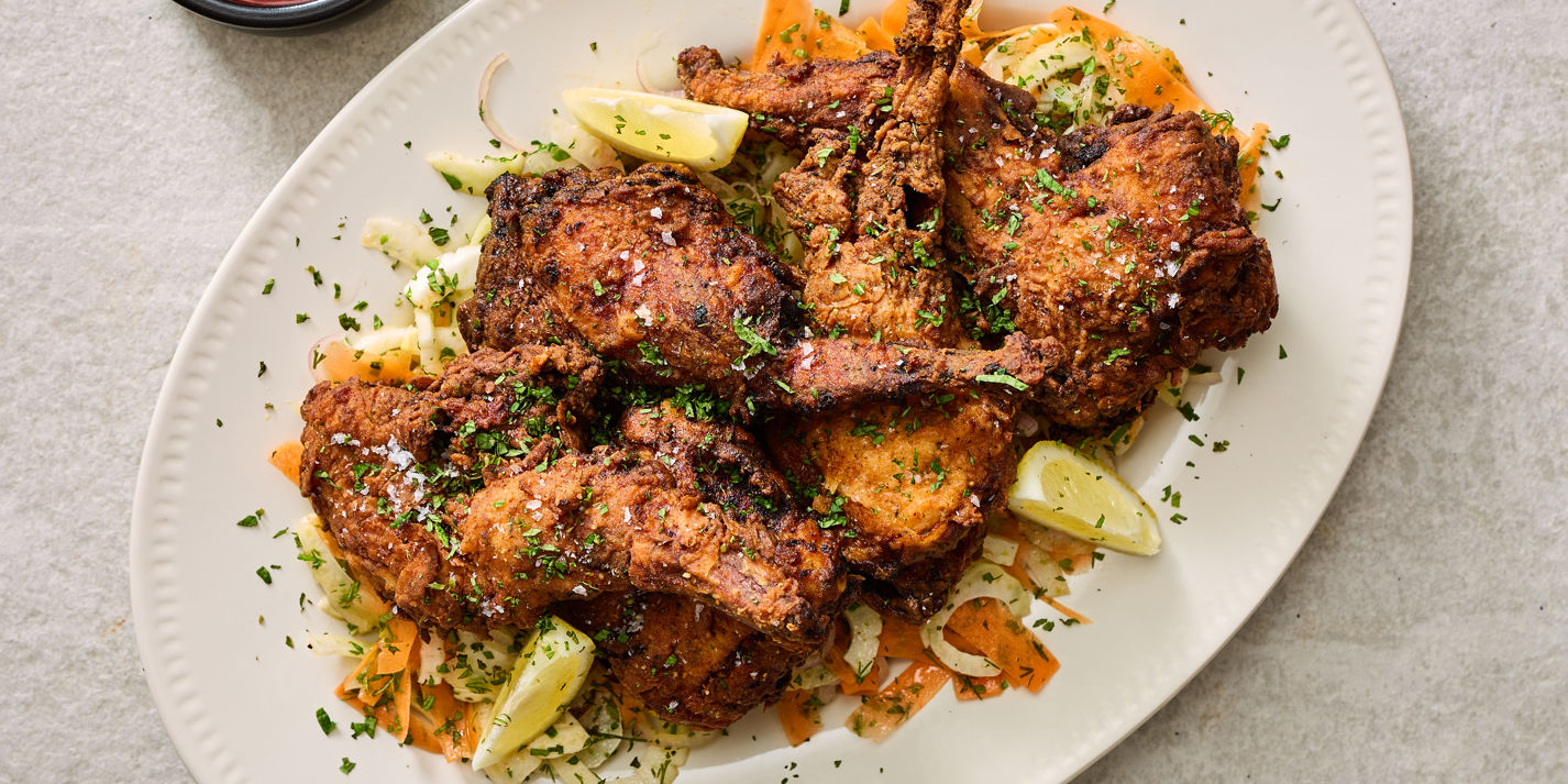 Mexican Rabbit Recipes Cajun Fried Rabbit With Carrot Slaw Recipe - Great British Chefs