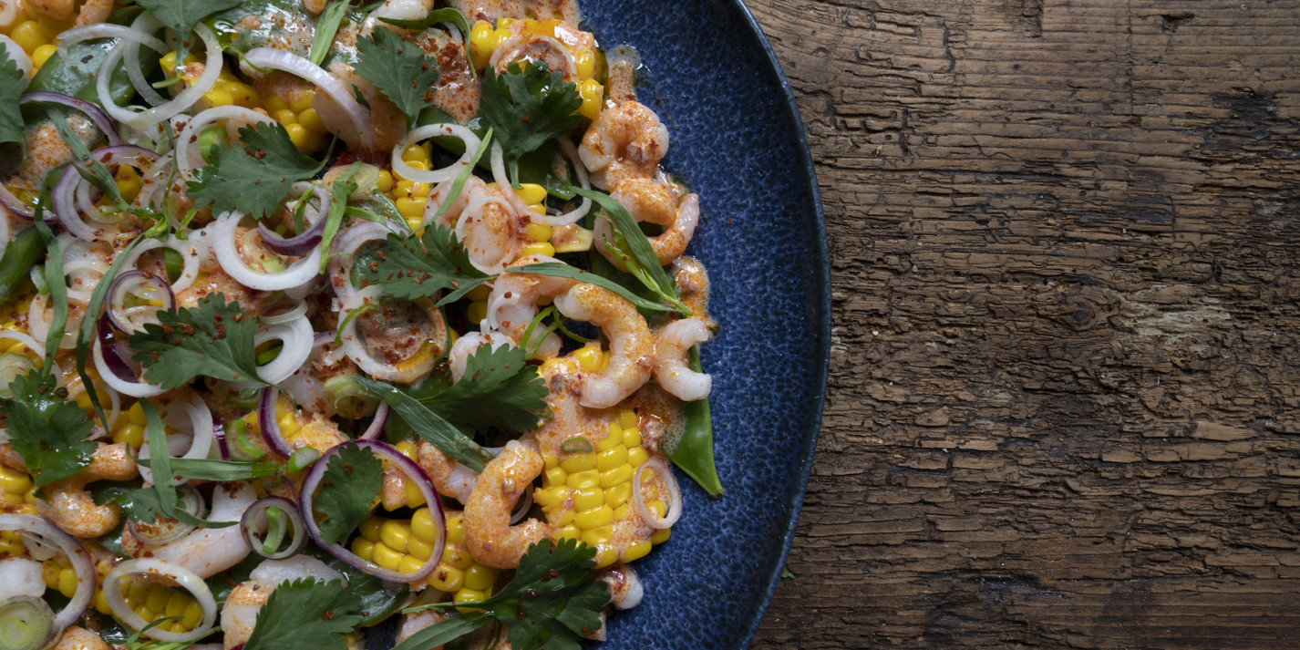 Coldwater Prawn and Sweetcorn Salad with a Harissa, Lime and Buttermilk Dressing Recipe Great