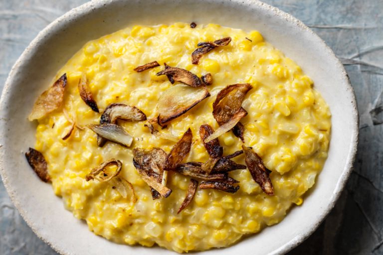Creamed corn with onions