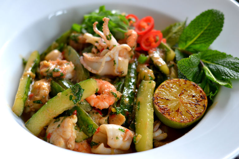 Vietnamese seafood and cucumber stir-fry