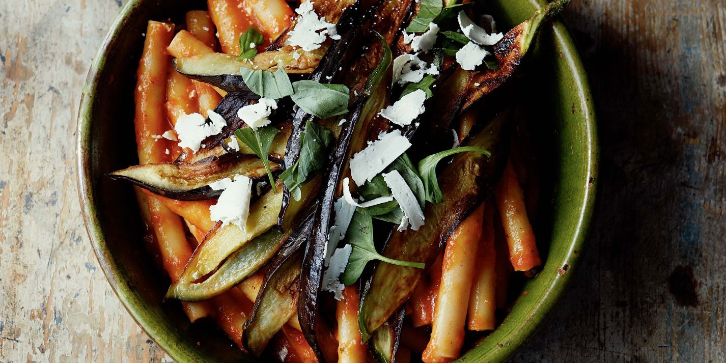 Pasta with Tomatoes and Aubergine Recipe - Great British Chefs