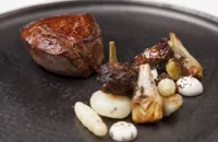 Beef fillets with braised oxtail and artichokes