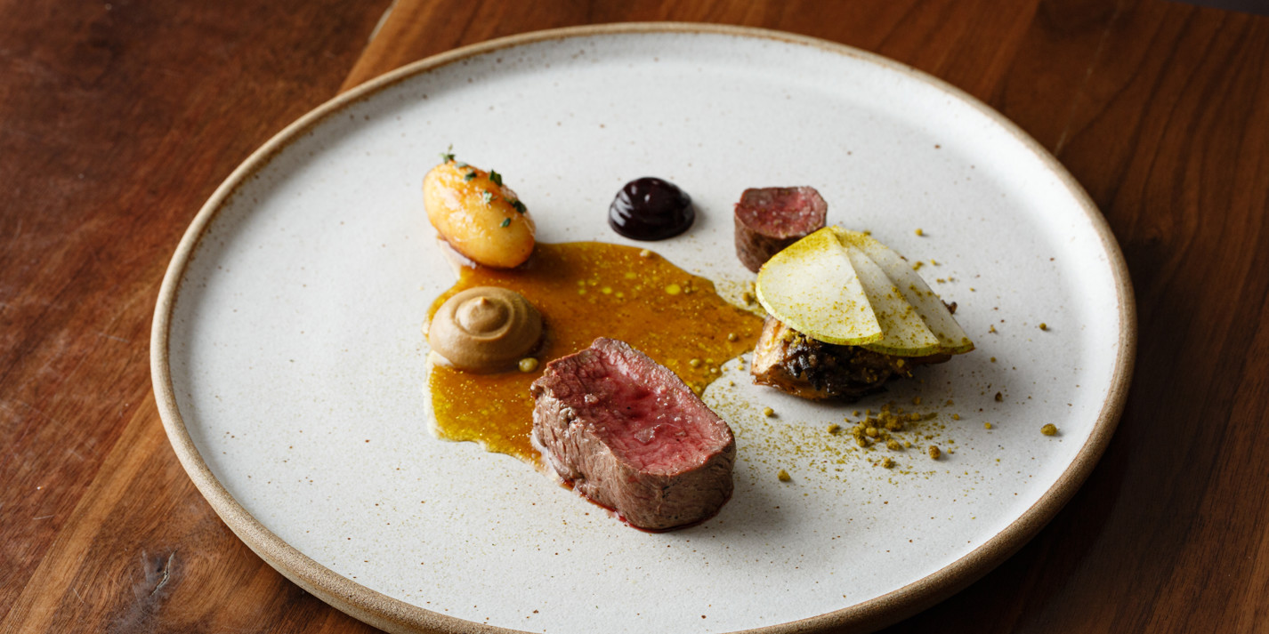 Venison Loin, Pear, Spruce Recipe - Great British Chefs