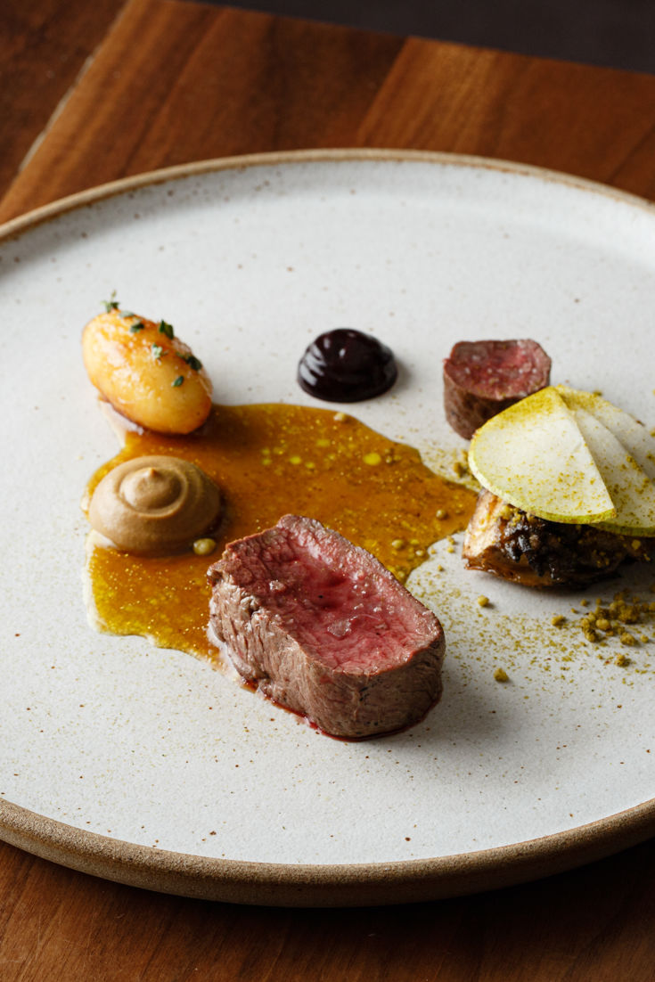 Venison Loin, Pear, Spruce Recipe - Great British Chefs