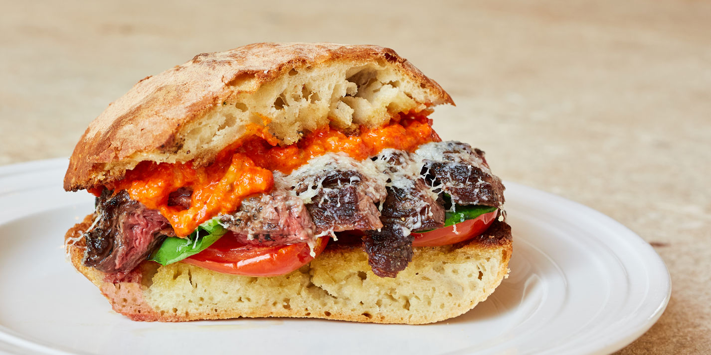 Bavette Steak Sandwiches with Gruyère and Romesco Sauce Recipe Great