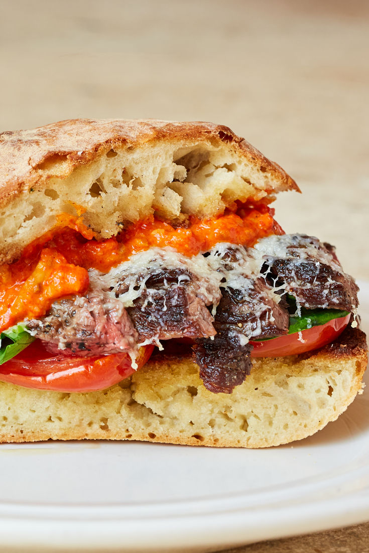 Bavette Steak Sandwiches with Gruyère and Romesco Sauce Recipe Great